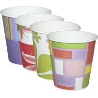 Стакан бумажный 250 мл 1 сл., d80 мм, диз. в ассорт., карт., 6 шт/упак "Buffet" 360 шт/кор РОССИЯ