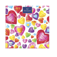 Салфетки 330х330 мм 3-сл., диз. "Калейдоскоп сердец", разноцв., бум., 20 шт/упак "Bouquet" 12 упак/кор РОССИЯ 37422