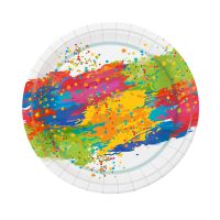 Тарелка одноразовая мелкая d230 мм, диз. "Краски праздника", карт. лам., 6 шт/упак "МИСТЕРИЯ" 432 шт/кор РОССИЯ