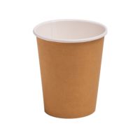Одноразовый стакан для холодного и горячего, 0.205л, верхний d 73мм нижний d 50мм, h 79мм, 215г/м2, крафт, однослойный, картон