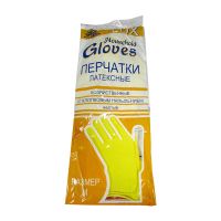 Перчатки латексные, р-р M, с хлопк. напылен., желт., 1 пар/упак "Lux" 144 пар/кор КИТАЙ