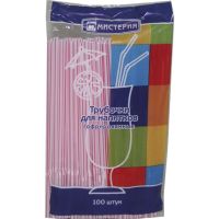 Трубочки для коктейля гофрированные d=5мм L=210мм, полосатые ПП