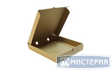 Коробка для пиццы, 250х250х40мм, бурый., микрогофрокартон Е