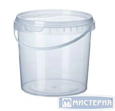 Ведро пищевое 1000 мл, d131хh120 мм, с ручкой, крышка в компл, прозр., ПП, 16 шт/упак 144 шт/кор РОССИЯ 1502ВКП