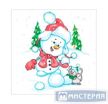 Салфетки 240х240 мм 1-сл., диз. "Снеговичок", разноцв., бум., 40 шт/упак "Desna Design" 32 упак/кор РОССИЯ 57833