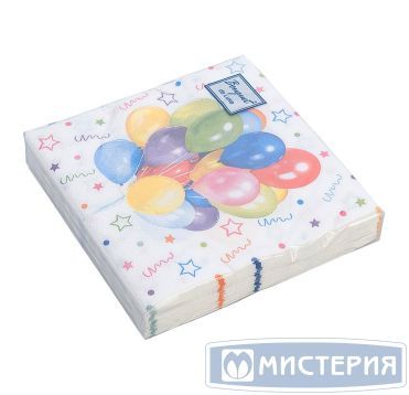 Салфетки 240х240 мм 3-сл., диз. "Веселый праздник", разноцв., бум., 25 шт/упак "Bouquet" 15 упак/кор РОССИЯ 37093