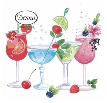 Салфетки 240х240 мм 1-сл., диз. "Коктейль", разноцв., бум., 40 шт/упак "Desna Design" 32 упак/кор РОССИЯ 57558