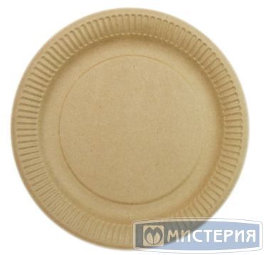 Тарелка одноразовая мелкая d230 мм, крафт., карт, 100 шт/упак 1 000 шт/кор РОССИЯ 230008/230015