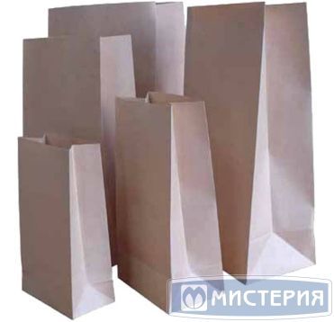 Пакеты на вынос (80+50)х170мм коричневый, 70г/м2, крафт бумага без ручек