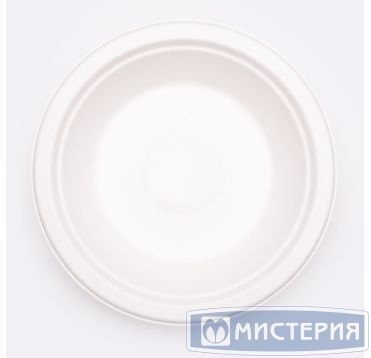 Тарелка одноразовая глубокая 600 мл, d186 мм, бел., целл., 6 шт/упак "GREEN MYSTERY" 120 шт/кор РОССИЯ