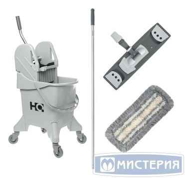 Тележка уборочная Proclean Mini [ведро 31 л+швабра с универс. отжимом+моп], сер., ПП "HQ Profiline" 1 шт/кор КИТАЙ 77001