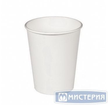 Одноразовый стакан для холодного и горячего, 0.35л, верхний d 90мм нижний d 59мм, h 115мм, 280г/м2, белый, однослойный, картон