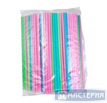 Трубочки для коктейлей 210 мм, d7 мм, цвет в ассорт., пласт. прямые, 250 шт/упак 28 упак/кор БЕЛАРУСЬ