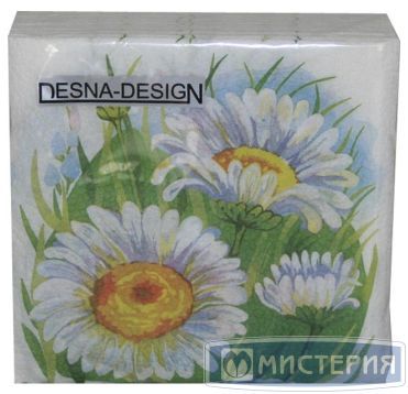 Салфетки 240х240 мм 1-сл., диз. "Ромашки", разноцв., бум., 40 шт/упак "Desna Design" 32 упак/кор РОССИЯ 57587