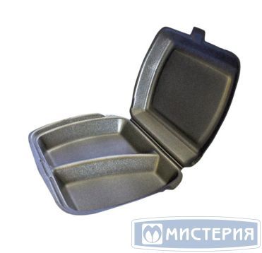 Ланч-бокс 2-секц. 247х208х63 мм, черн., ВПС, 100 шт/кор "Полиформ" 100 шт/упак РОССИЯ Lb-2 чёрн.