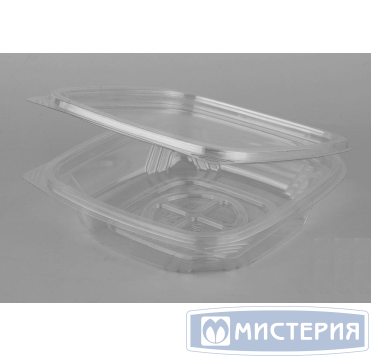Контейнер 250 мл 1-секц. 142х137х34 мм, неразъем.крышка, прозр., ПЭТ, 75 шт/упак "ПолиЭр" 300 шт/кор РОССИЯ СпК-135-250