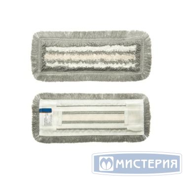 Моп плоский 400х130 мм, ухо+карман, бел., микрофибра+х/б "HQ Profiline" 25 шт/кор РОССИЯ 73930/75591