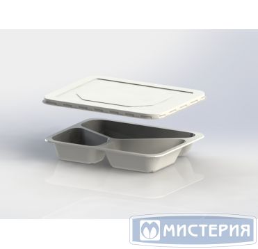 Контейнер прямоугольный, 227х177х36мм, 3-х секционный, чёрный, ПП