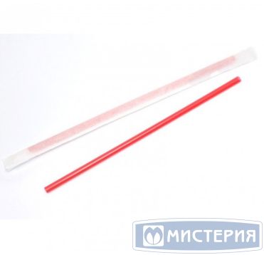 Трубочки для коктейлей 240 мм, d8 мм, красн., пласт. прямые в инд. упаковке, 500 шт/упак 10 упак/кор РОССИЯ -