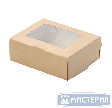 Контейнер 300 мл, 100х80х35 мм, с окном, неразъем.крышка, крафт-бел., карт., 50 шт/упак "OSQ" Eco TaBox 600 шт/кор РОССИЯ ECO TABOX 300 gl
