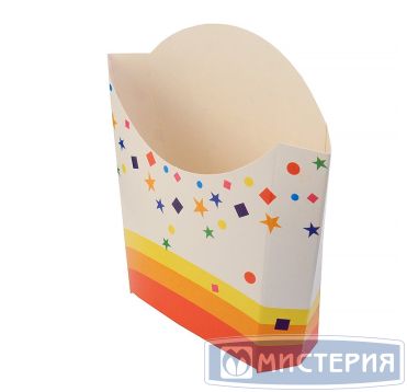 Одноразовая коробка для картошки фри, 32х70х90 мм, с печатью, "Звезды"