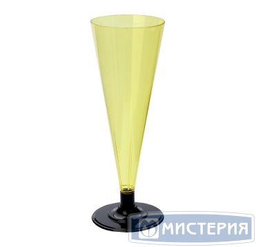 Фужер для шампанского, 0.18л, жёлтый, черная ножка