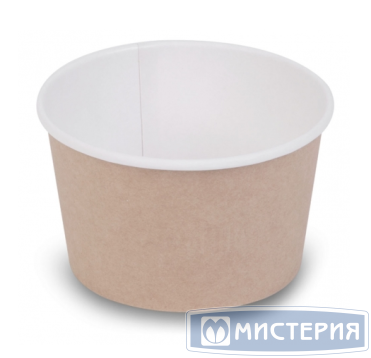 Контейнер 300 мл, d100хh65 мм, без окна, без крышки, крафт-бел., карт., 30 шт/упак "OSQ" Round Bowl 450 шт/кор РОССИЯ Round Bowl 300 kraft