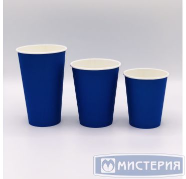 Стакан бумажный 250 мл 1 сл., d80 мм, син., карт., 50 шт/упак 1 000 шт/кор РОССИЯ -