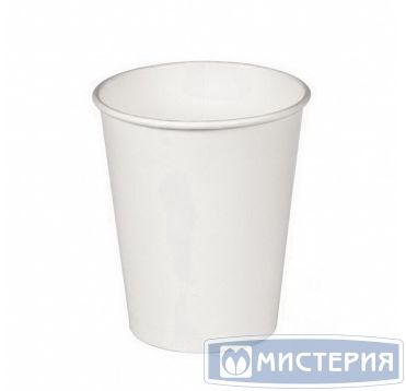 Одноразовый стакан для холодного и горячего, 0.35л, верхний d 90мм нижний d 59мм, h 115мм, 280г/м2, белый, однослойный, картон