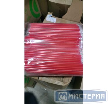 Трубочки для коктейлей 240 мм, d8 мм, красн., пласт. прямые в инд. упаковке, 500 шт/упак 10 упак/кор РОССИЯ -