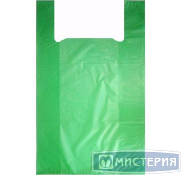 Пакет "Майка" [250+120]х450 мм 9 мкм, зел., ПНД, 200 шт/упак 25 упак/кор РОССИЯ