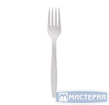 Вилка одноразовая 162 мм, бел., кукурузный крахмал, 6 шт/упак "GREEN MYSTERY" 480 шт/кор РОССИЯ 4039Б