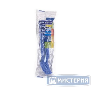 Вилка одноразовая 165 мм, син., ПС, 12 шт/упак "МИСТЕРИЯ" 1 080 шт/кор РОССИЯ 188001
